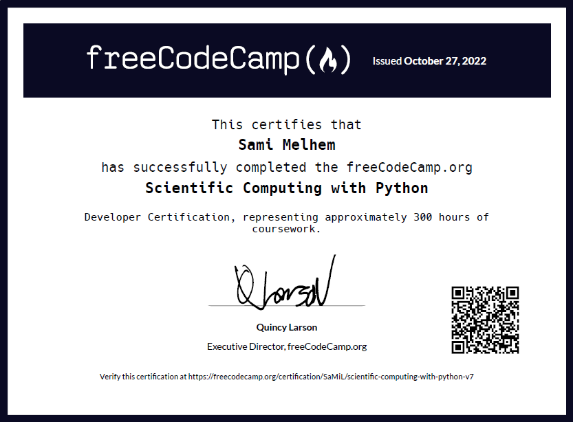 freeCodeCamp certification for Scientific Computing with Python